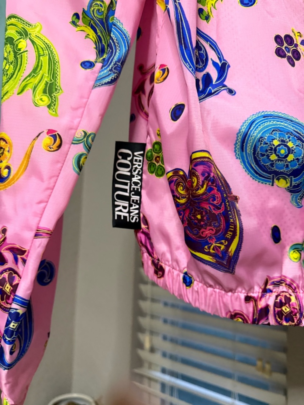 Versace Jeans Couture Pink Multicolor Printed Windbreaker Jacket - Picture 4 of 7